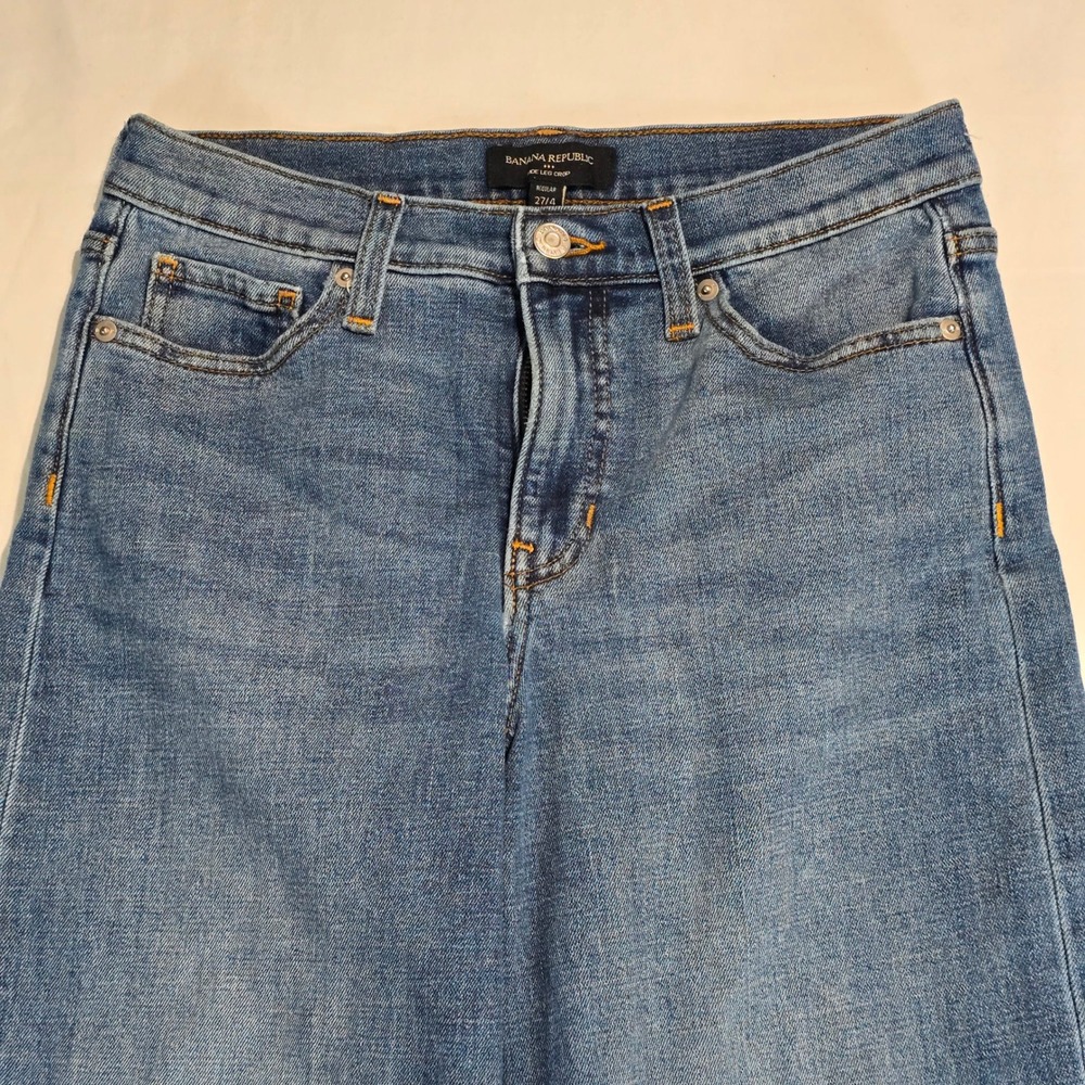 Banana Republic Wide Leg Jeans 27/4 Medium Wash Raw Hem High Rise 862757-008 - Picture 9 of 16